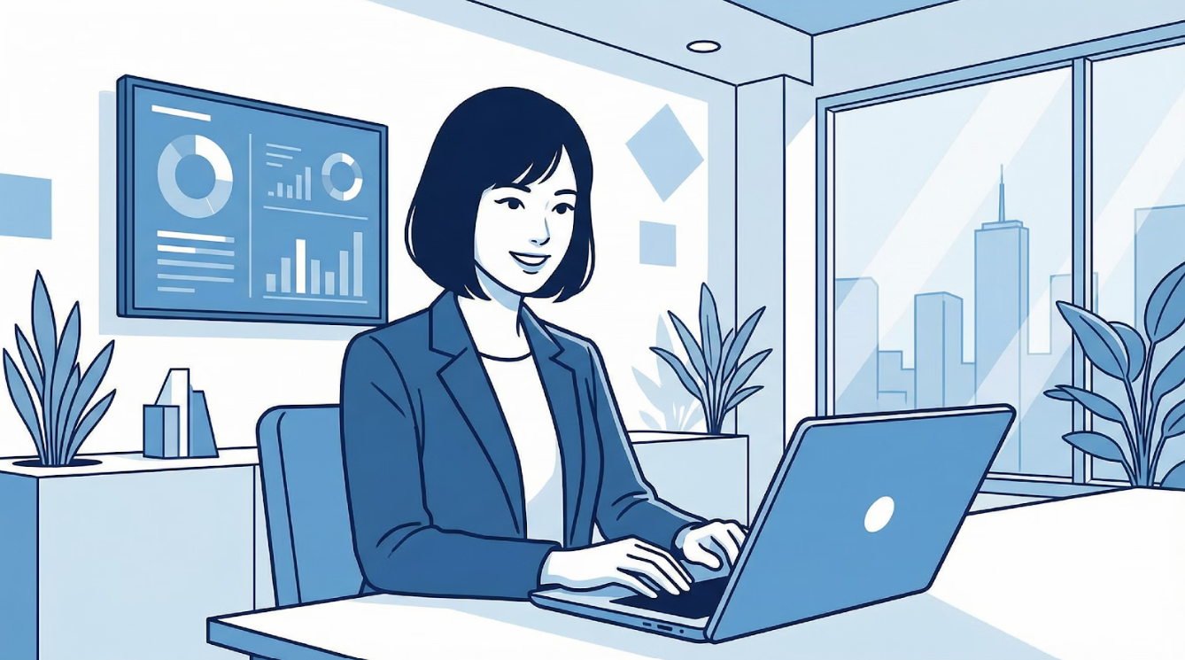 Professional woman using FinoChat for financial management